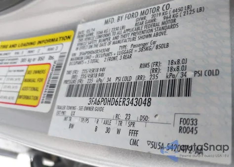 2014 Ford Fusion Se из США, поврежденный, VIN 3FA6P0HD6ER343048